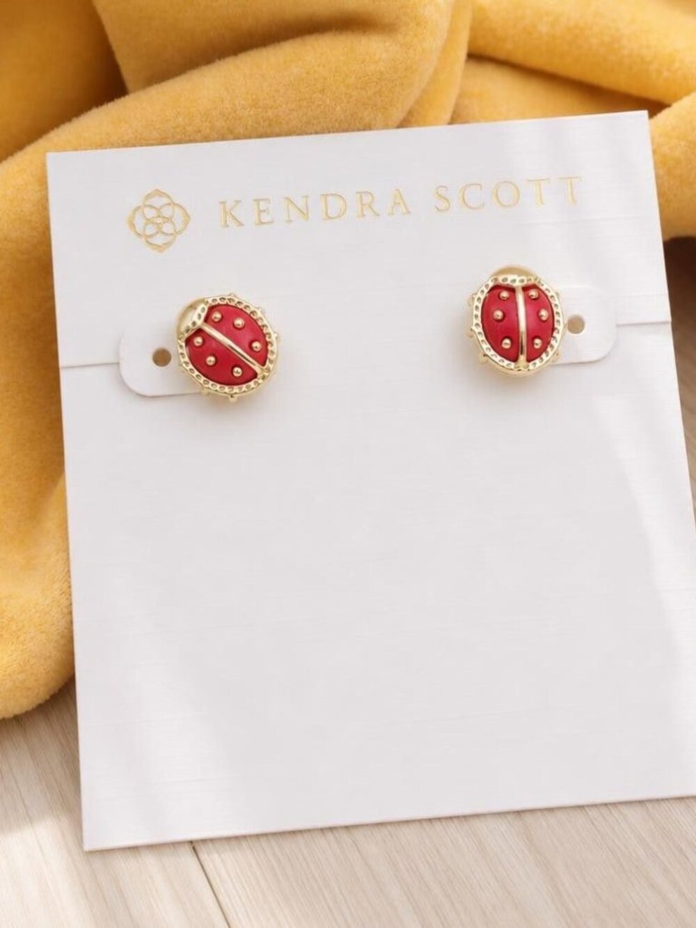 Kendra Scott Ladybug Gold Stud Earrings Gold NEW